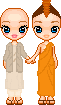 The contest was for nuns and monks in 'traditional cassock'. I couldn't resist doing monks
from other traditions, so here is a Buddist nun and monk.